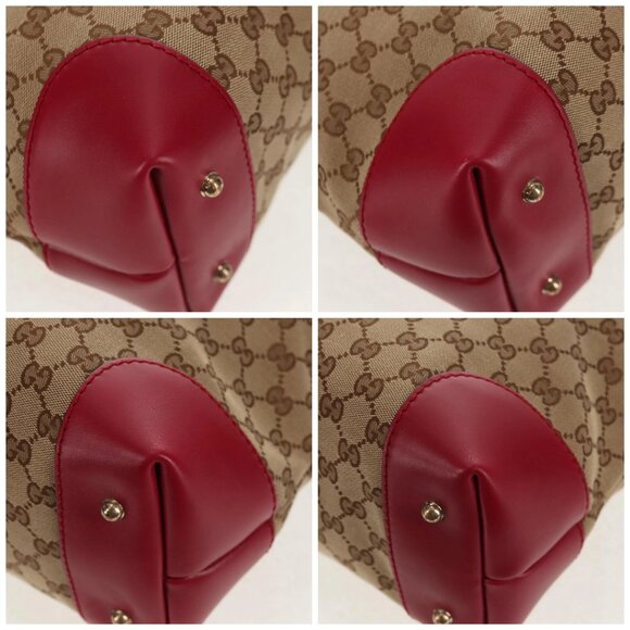 GUCCI GG Canvas Heart bit Tote Bag 2way Beige Red Auth ki5996V - Picture 14 of 16